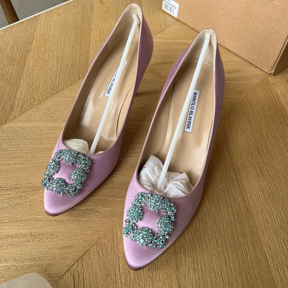 Manolo Blahnik Hangisi 70 purple, new - Picture 3 of 11
